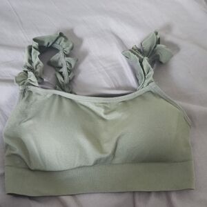 Green Ruffled Strap Bralette